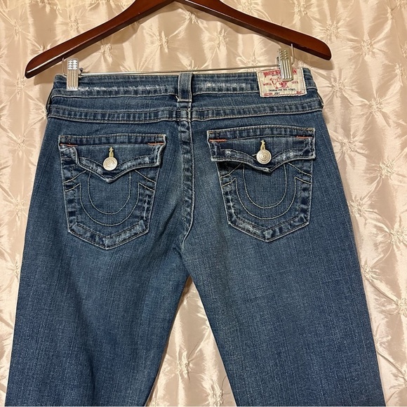 True Religion Joey Distressed Bootcut Flare Jeans Y2K 00s  Flap Pocket Boot Leg - Picture 5 of 14